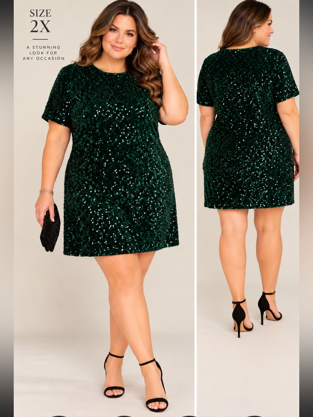 Arula HUNTER GREEN SEQUIN Mini dress Sz B (18/20) NWOT